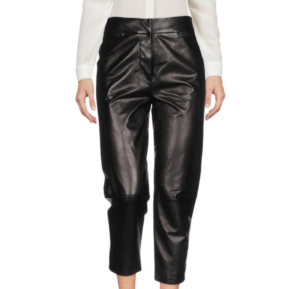 Alexander McQueen size 42 maroon glove soft cropped leather pants US size 6